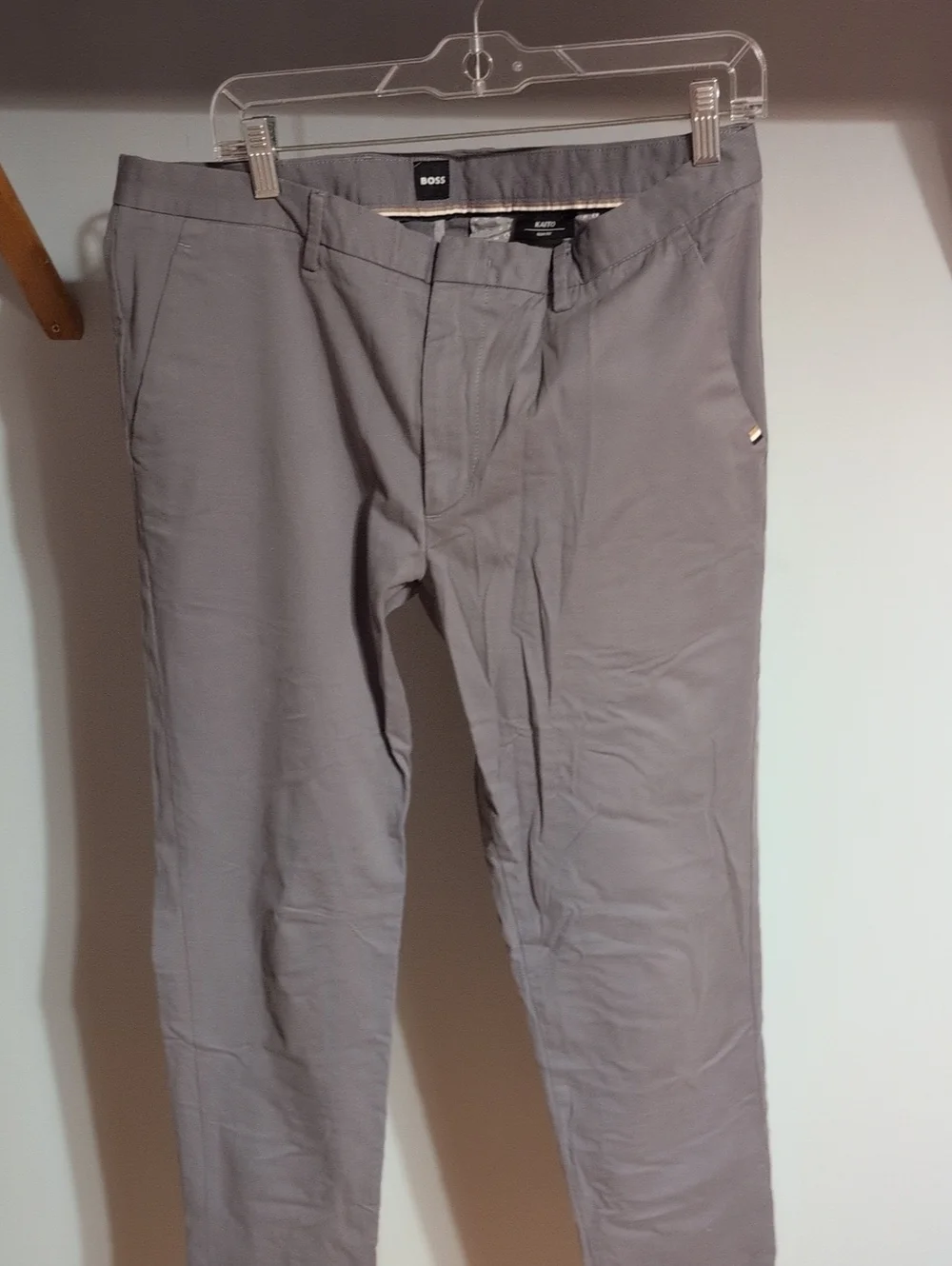 BOSS Men's Light Gray Chinos - Slim Tailored